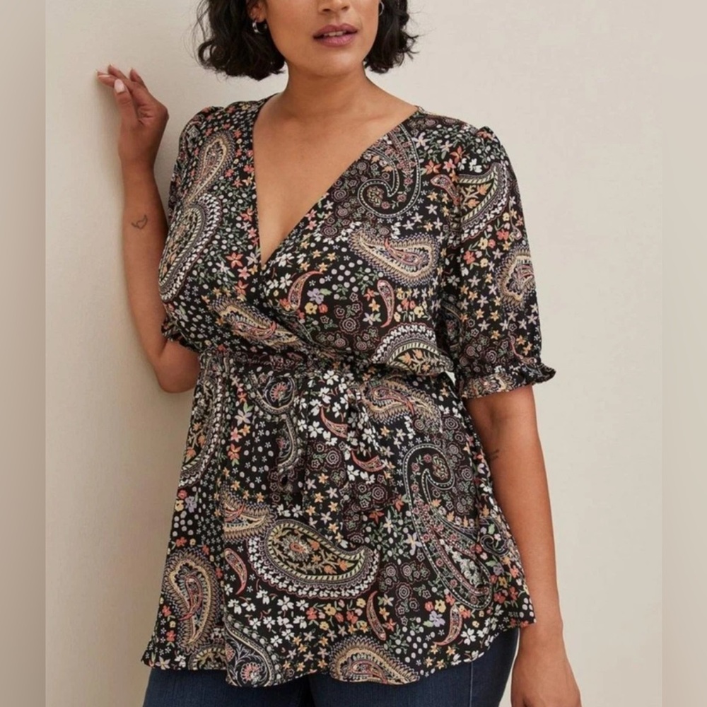 Torrid Floral Paisley Wrap Top